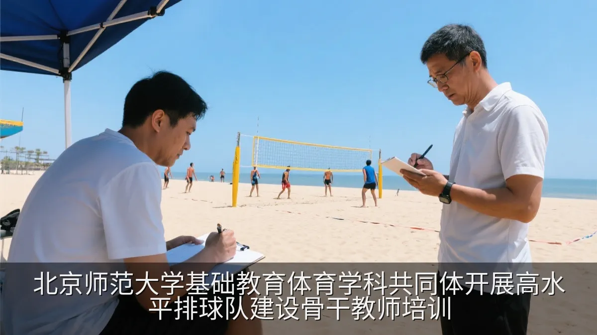 教师观摩沙滩排球比赛并进行实践学习